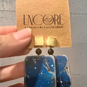 Encore Blue and Gold Earring Jackets